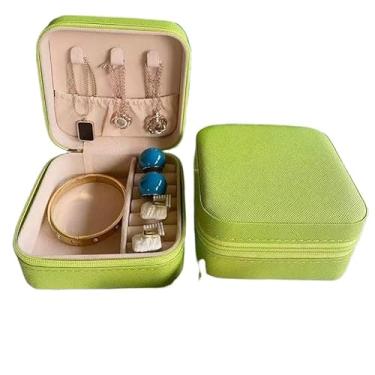 Imagem de Porta Jóias Portátil | Mini Maleta Estojo Organizador Brincos Bijuterias Colares Anéis (6,verde claro)