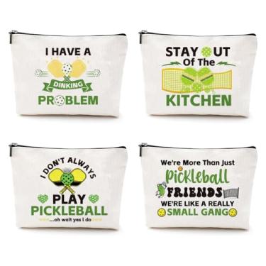 Imagem de 4 peças de bolsas de maquiagem para presentes de pickleball para mulheres, bolsas de cosméticos para pickleball, bolsa de bola para mulheres e homens, somos mais do que apenas amigos de pickleball