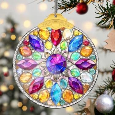 Imagem de Enfeites de Natal, flores de cristal, enfeites de árvore de Natal feitos à mão, decoração de carro e casa - presentes de Natal, decoração de artesanato em acrílico, ideias de troca de presentes para