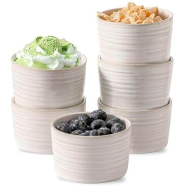 Imagem de Hasense Ramekins 227 g seguro para forno para creme Brulee, conjunto de 6 pratos de suflê de cerâmica, tigelas de molho de porcelana para pudim, suflê, molho de servir, creme, sorvete, branco com