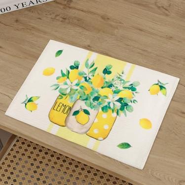 Imagem de RGHSZ Jogo americano de flores, conjunto de 4, jogo americano de flores de primavera, festa, cozinha, jantar, férias, decoração de verão, para cozinha, decoração interna e externa, pote de limão, 30 x