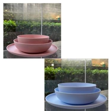Imagem de ogo de 3 Pratos Resistente Linha Colours – Variedade de Cores, Livre de BPA e Uso no Micro-ondas | Prato Raso, Fundo e Bowl Modernos(Kit 2 jogos pratos Rosa p/Nuve)