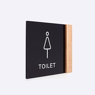 Imagem de Men and Women Toilet Signs, Installation Signs On The Side Hotel WC Card Double -sided Prompt 17x20cm/6.7x7.9inch(Black,Women)