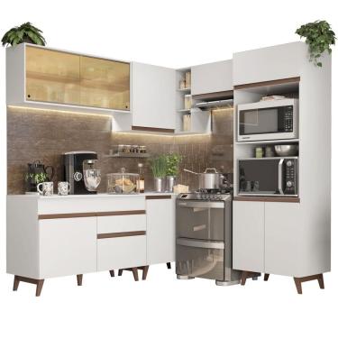 Imagem de Armário Cozinha Completa de Canto Reims com Balcão Branco