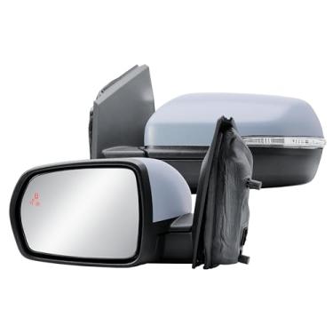 Imagem de Espelho de porta do lado esquerdo do motorista vidro elétrico aquecido com BLIS Menory Primer capa traseira pintável luz de seta e luz de poça dobrável manual para Ford Edge 2015-2023