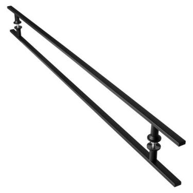 Imagem de Puxador De Porta Preto Inox Vidro Pivotante 180 cm M.S - MetalCromo