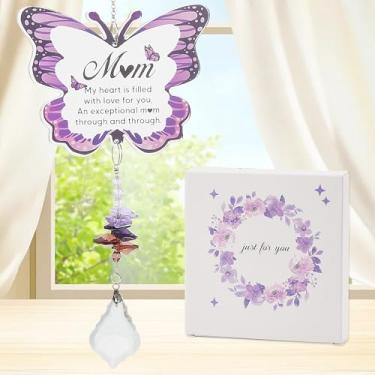 Imagem de AuMoHall Borboleta para pendurar na janela, enfeite de borboleta de cristal acrílico para decoração de casa, efeitos de arco-íris, borboletas, decoração pendurada para presentes para mães