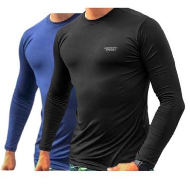 Imagem de Kit 2 camisetas PROTEÇÃO SOLAR manga longa segunda pele - WM, M, Preto