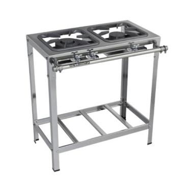 Imagem de Fogão Industrial 2 Bocas 30x30 Inox Top Metalmaq, gás de botijão (GLP)