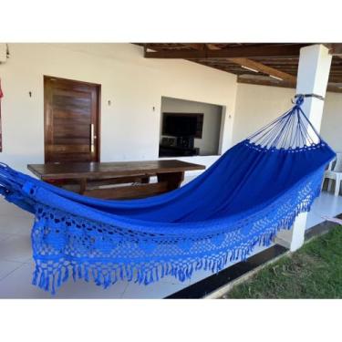 Imagem de Rede de Dormir, Rede de Descanso Dormir Bucho de Boi Toda Reforçada Até 350kg Estampada(AZUL ROYAL)