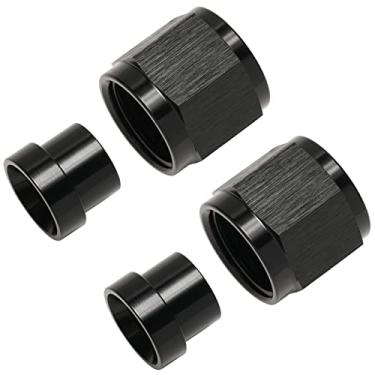 Imagem de Podavelle 8AN Porca de tubo rígido e adaptador de encaixe de manga 3/8 para linha dura de 1,9 mm alumínio preto, 2 conjuntos