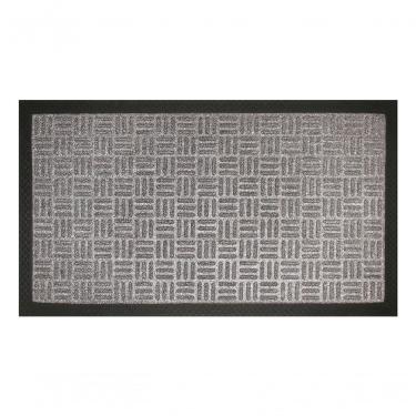 Imagem de Capacho Textura Quadriculada Com Borda Fenice Cinza 69x39cm - Uzoo Tapete Fenice Liso 69x39cm Cinza