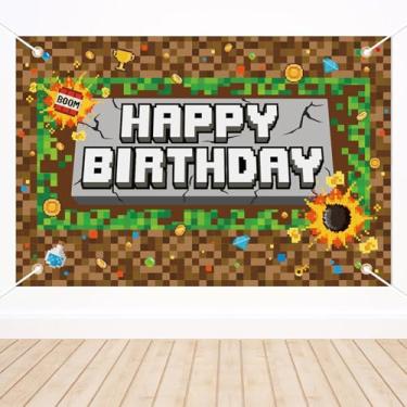 Imagem de Banner de Fundo para Aniversário com Tema Videojogos, 150x100cm Decoração Fundo para Festa Aniversário Infantil com Tema de Videojogos