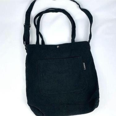 Imagem de Bolsa Sacola Feminina Veludo Cotelê Casual Escolar Faculdade Bolsa Tote Retrô preto