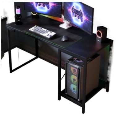 Imagem de Mesa Para Jogos Em Estilo Industrial Para EscritóRio DoméStico | Com Prateleira De Armazenamento, Adequada Para Computadores(Preto)