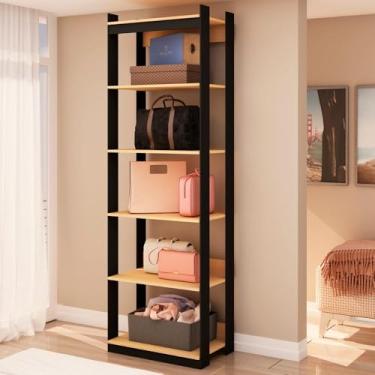 Imagem de Guarda Roupa Genialflex Closet Modulado Aberto 5 Prateleiras Freijó Preto Fosco