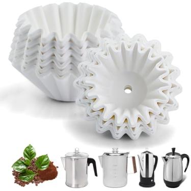 Imagem de Filtros de café de papel compatíveis com cafeteira Farberware, 150 peças de filtro branco perfurado para Farberware 8/12 xícaras, Coletti 12 xícaras, Elite Gourmet EC812