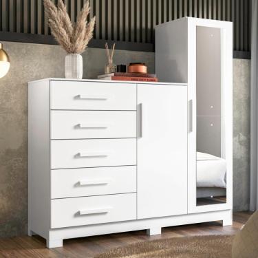 Imagem de Cômoda Dakota 2 Portas Branco Com Espelho