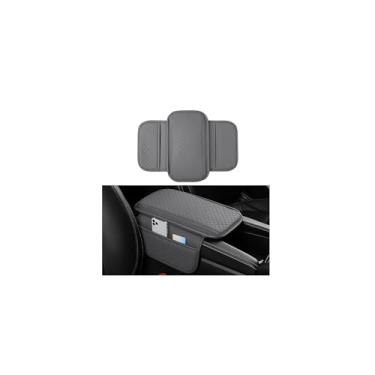 Imagem de Sandfren Capa de console central de carro, almofada de apoio de braço de couro com 2 sacos de armazenamento, acessórios de almofada de assento de descanso de braço interior automotivo, universal para