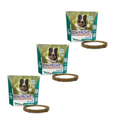 Imagem de Kit 3 Coleiras Deltametrina Confront 25g Antipulgas Anticarrapatos Mosquitos Cães Grandes Proteção