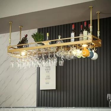 Imagem de Prateleira suspensa para taças de vinho, prateleira de teto, prateleiras de vinho montadas na parede, suporte de vinho para garrafas de vinho, suporte de vinho flutuante, prateleira de armazenamento