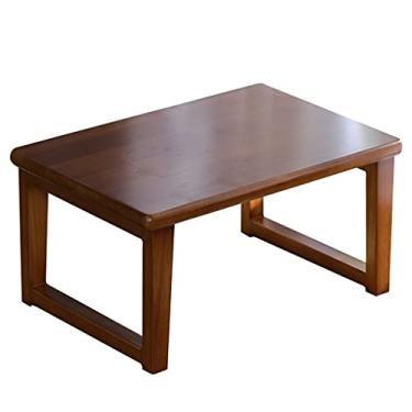 Imagem de Mesas de centro de madeira maciça esculpida à mão moderna de madeira, mesa de chá, mesa baixa de tatame (bege 60 x 40 x 30 cm) (marrom 60 x 40 x 30 cm)