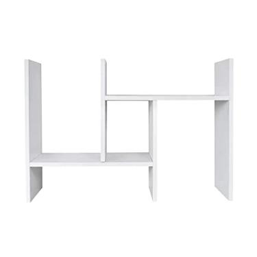 Imagem de RSLEE Estante de livros de chão pequena estante de mesa de madeira maciça estante móvel para escritório, quarto, estante com armazenamento