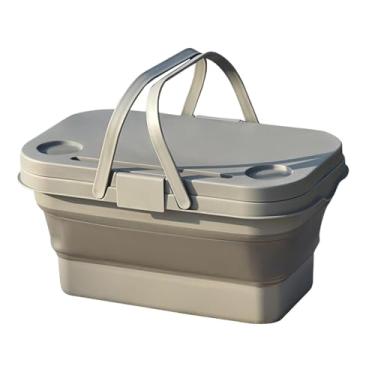 Imagem de Cesta de colheita de jardim | Cesta de supermercado grande dobrável com alça - Armazenamento de acampamento para coleta ao ar livre, restaurante, freezer, armário, banheiro, piscina, frutas