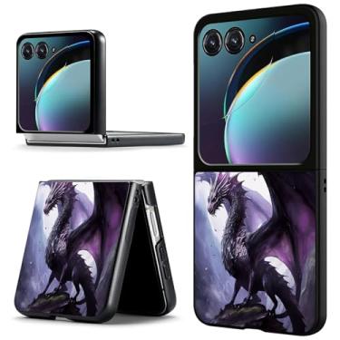 Imagem de ACWDMKH Capa para Samsung Z Flip 7, para Samsung Galaxy Z Flip 7, capa protetora de policarbonato ultrafina, antiarranhões, à prova de choque, roxo dragão