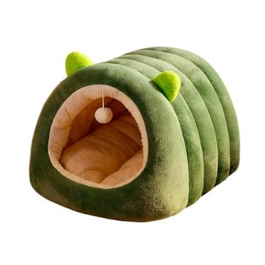 Imagem de Gralara Cama para gatos de interior, cama de, esconderijo, macia, fofa, portátil, aconchegante, móvel, tenda para gatinhos, caverna para gatos, Green M