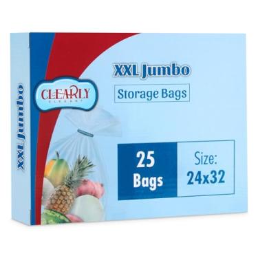 Imagem de Clearly Elegant Sacos de armazenamento de alimentos, sacos de freezer de 8 galões 61 x 81 cm para despensa e preparação de refeições, sacos descartáveis de armazenamento de alimentos para festas e