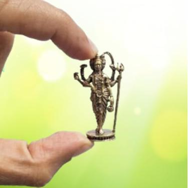 Imagem de Purpledip Estátua de latão em miniatura rara Idol Dattatreya (Brahma Vishnu Mahesh Shiva Tridev Trimurti): ídolo colecionável com acabamento fino detalhado (12698Z22)