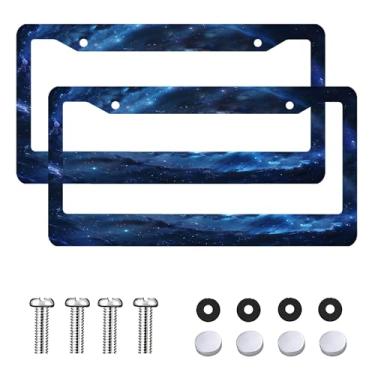 Imagem de 2 peças de molduras de placa de licença de sistema solar universal, à prova de ferrugem, capa de placa de licença de alumínio frontal e traseira para carro para mulheres e homens, acessórios de