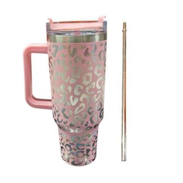 Imagem de Garrafa Térmica estampa Onça Animal Print 1200ml Aço Inox Tampa Canudo