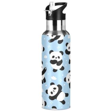Imagem de Blueangle Garrafa de água de aço inoxidável de panda de 947 g - Garrafa esportiva de metal isolada à prova de vazamento para academia, acampamento, fitness ao ar livre e viagens (840)