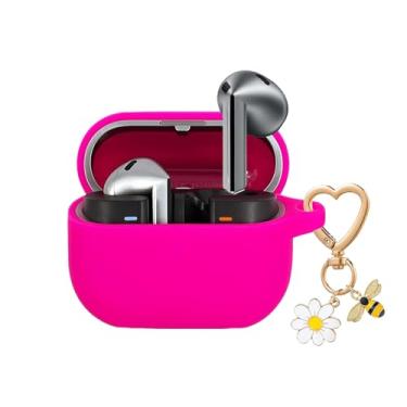 Imagem de QIMZBAAT Capa para Samsung Galaxy Buds 3 e Galaxy Buds 3 Pro e Bud 3 FE com chaveiro fofo de abelha, margarida, capa protetora de silicone macio para Samsung Galaxy Buds3 Series capa carregadora rosa