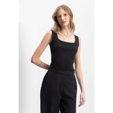 Imagem de Blusa feminina regata em ribana Essendi - P, Preto, M