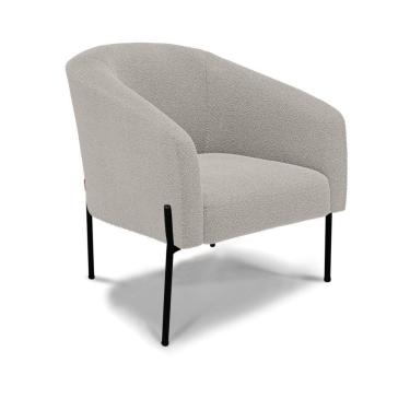 Imagem de Poltrona Decorativa Pé De Ferro Preto Stella Bouclê Cinza D03 - D'rossi