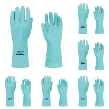 Imagem de Kit 12 Luva de Segurança Antiderrapante Nitrílica Com Forro Nitri Slim Volk