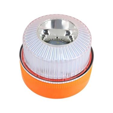 Imagem de KiBcsLic Sinalizador estroboscópico LED genérico, luzes de advertência, à prova d'água, redondo, para emergências, ideal para caminhões de reboque, Amarelo Branco