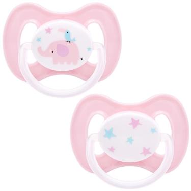Imagem de Kit 2 Chupetas Buba Comfort Tam 1 Noturna Elefante Rosa