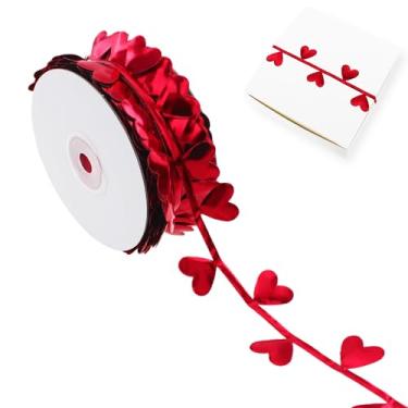 Imagem de Vignor Fita Coração Amor Rolo Tecido Renda Costura Corda Guarnição para Embrulho de Presente Baile Mãe Fazer Suprimentos Decorações Dia dos Namorados Artesanato DIY (22 metros Vermelho)