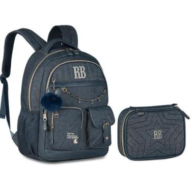 Imagem de Kit Mochila De Costas Estojo Lançamento Rebecca Bonbon Jeans Nova Cole