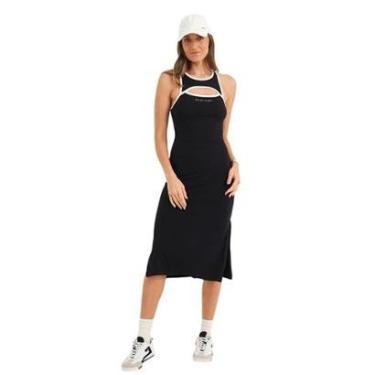 Imagem de Vestido Colcci Midi Slim Fit Canelado Preto Feminino-Feminino