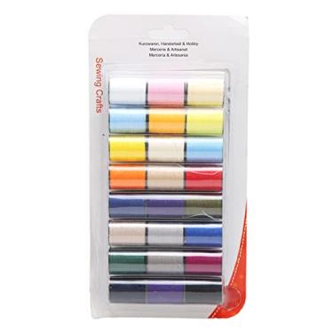 Imagem de Cuofyunl linha de costura manual, 24 rolos de cores brilhantes sortidas, comprimento de 22 jardas, linha de poliéster durável para máquina de bordar doméstica