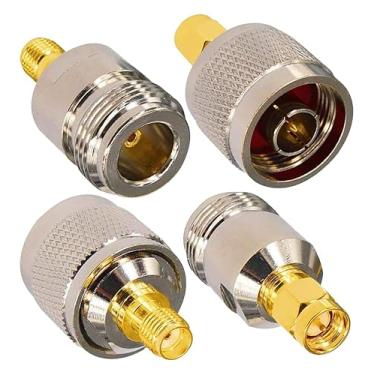 Imagem de onelinkmore Kit adaptador SMA para N 4 conectores RF tipo N macho/fêmea para SMA fêmea/macho adaptador Wi-Fi conectores SDR