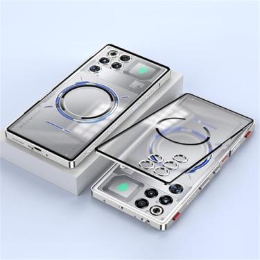 Imagem de DAYJOY Capa protetora magnética de metal compatível com Nubia Red Magic 11 Pro/11 Pro+, moldura de para-choque de liga de alumínio premium de luxo à prova de choque com capa traseira de plástico