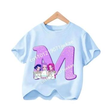 Imagem de Camiseta Infantil Azul Com Gola Redonda Manga Curta KPop Demon Hunters