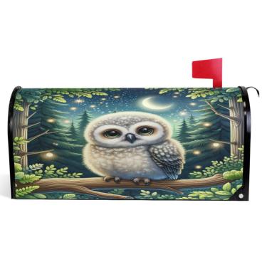 Imagem de TSENQUE Capas decorativas para caixa de correio magnética, coruja, mola, caixa de correio, envoltórios de vinil, decorações modernas de caixa de correio, tamanho padrão 52,6 x 45,8 cm