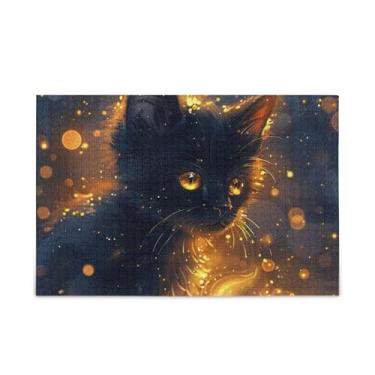 Imagem de Quebra-cabeça de gato preto, 500 peças, quebra-cabeça composto de papel e madeira para adolescentes com bolsa de armazenamento